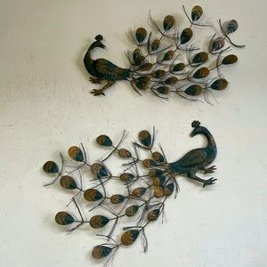 Pair Of Peacocks Vintage 1960s Mid Century Modern Decor